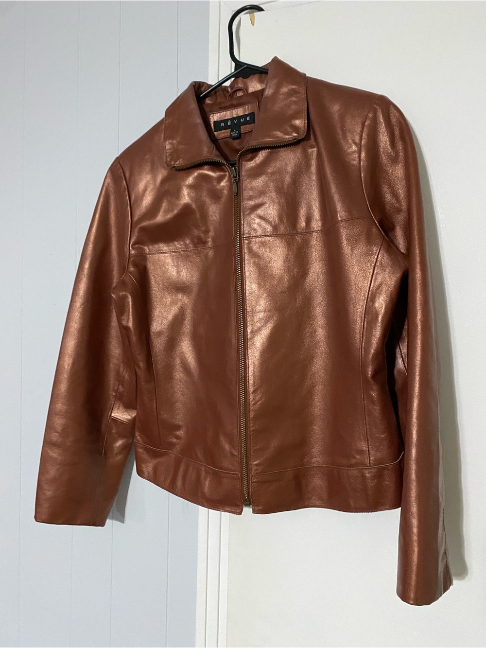 Revue size 4 Copper Leather Zip Jacket - Women's